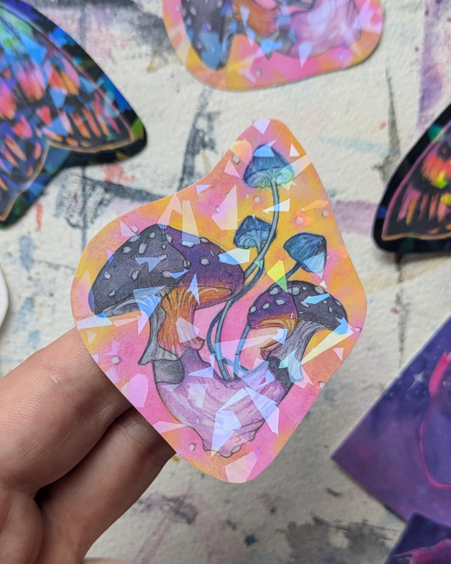 Holographic Trippy Mushroom Sticker