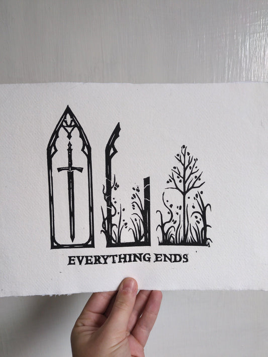 Everything Ends | Original Lino Print