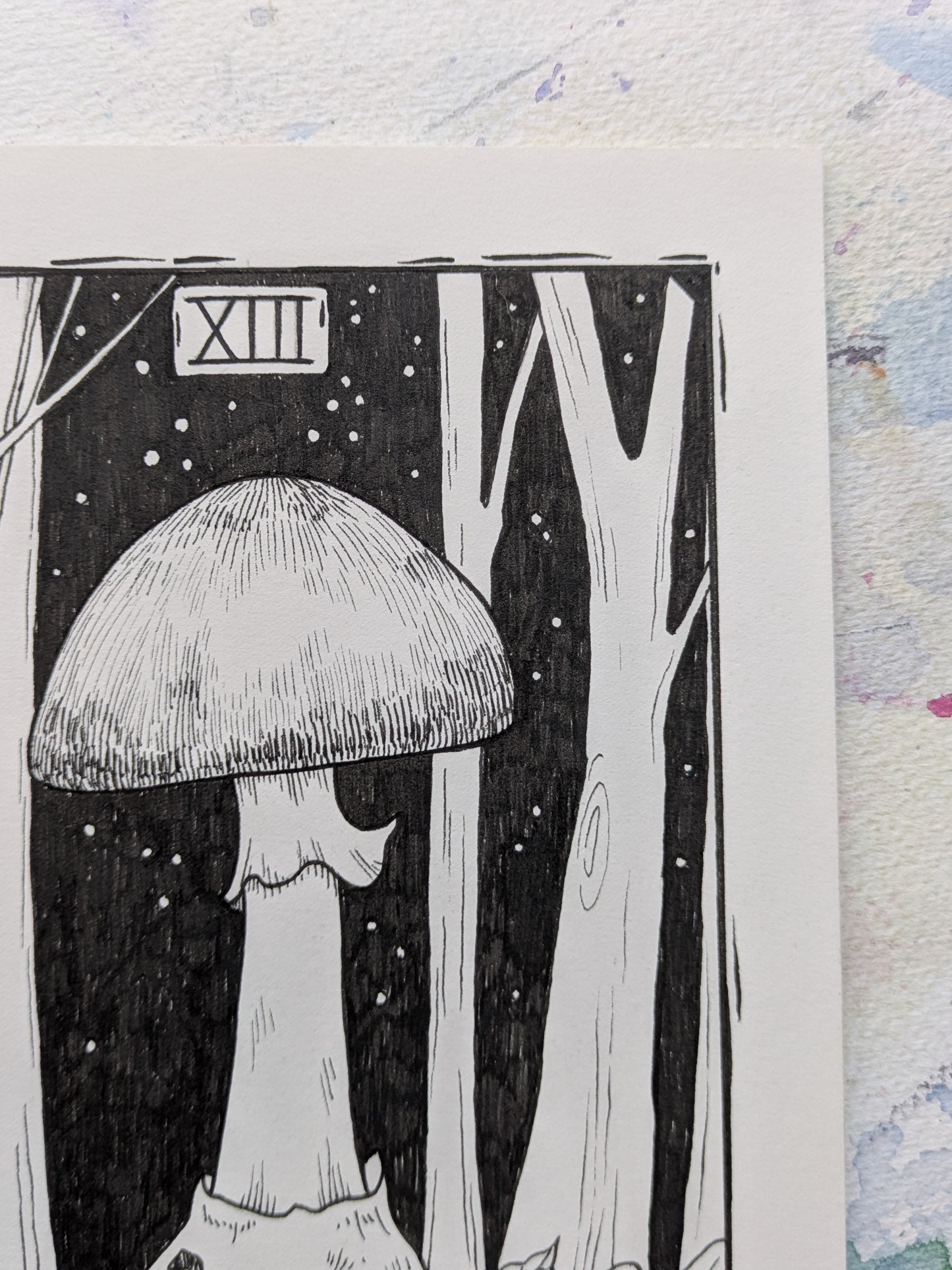 Death Mushroom Tarot | Original Pen Drawing