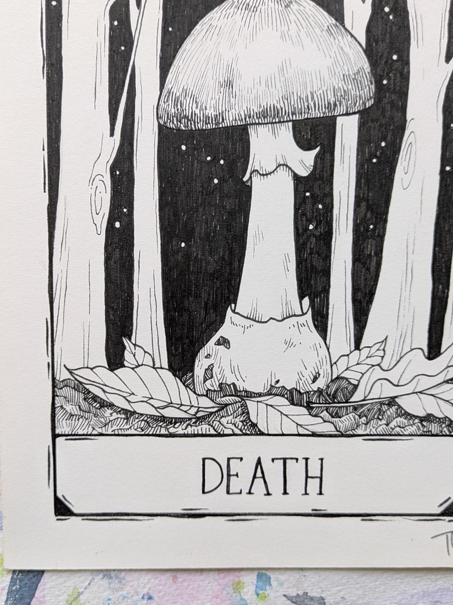 Death Mushroom Tarot | Original Pen Drawing