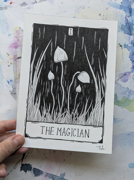 The Magician Mushroom Tarot | Original Pen Drawing