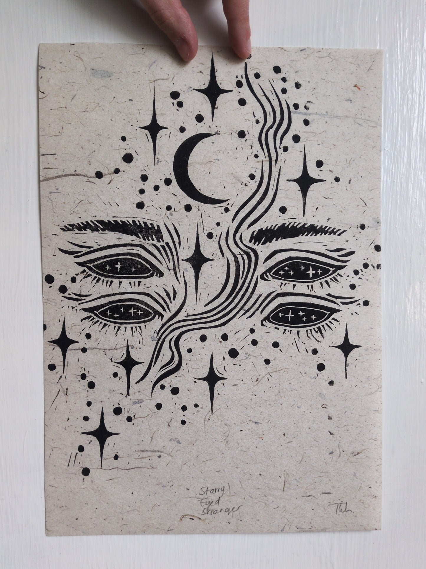 Starry Eyed Stranger | Original Lino Print