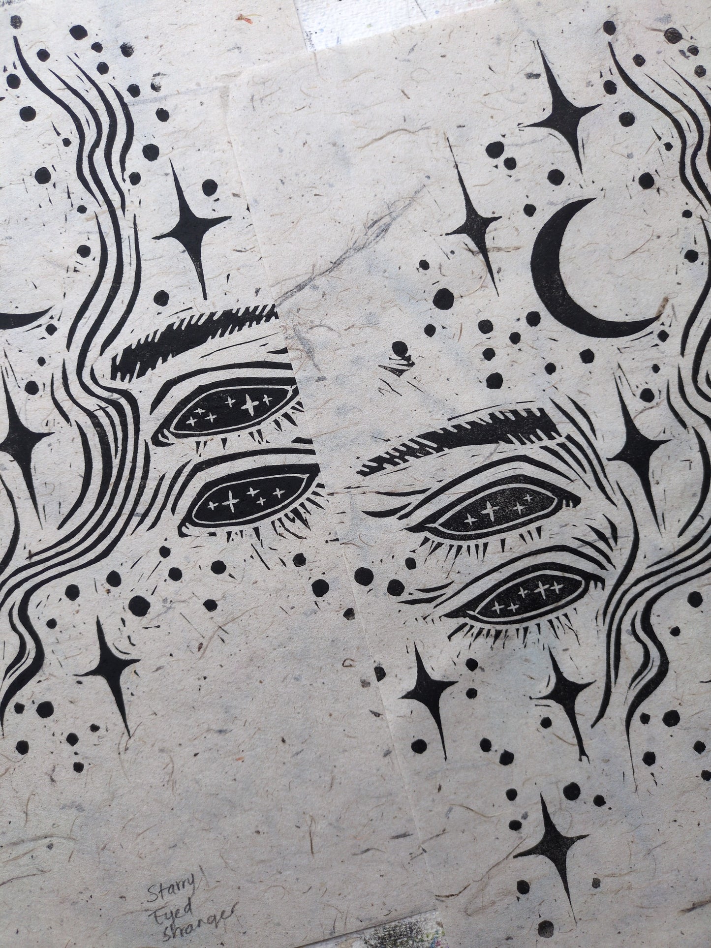 Starry Eyed Stranger | Original Lino Print