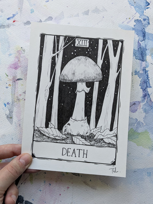 Death Mushroom Tarot | Original Pen Drawing