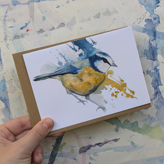 Blue Tit - Watercolour Greeting Card