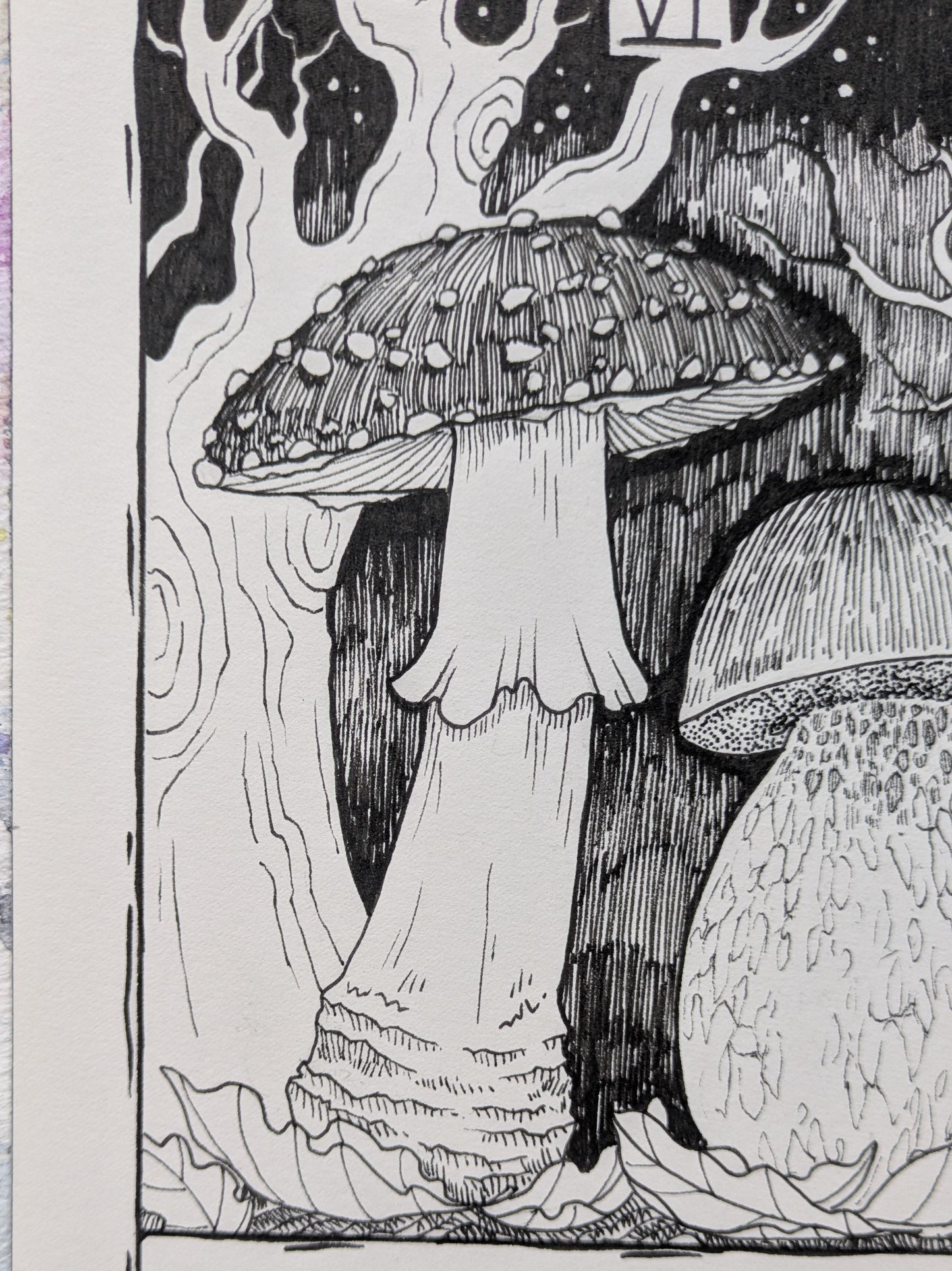 The Lovers Mushroom Tarot | Original Pen Drawing