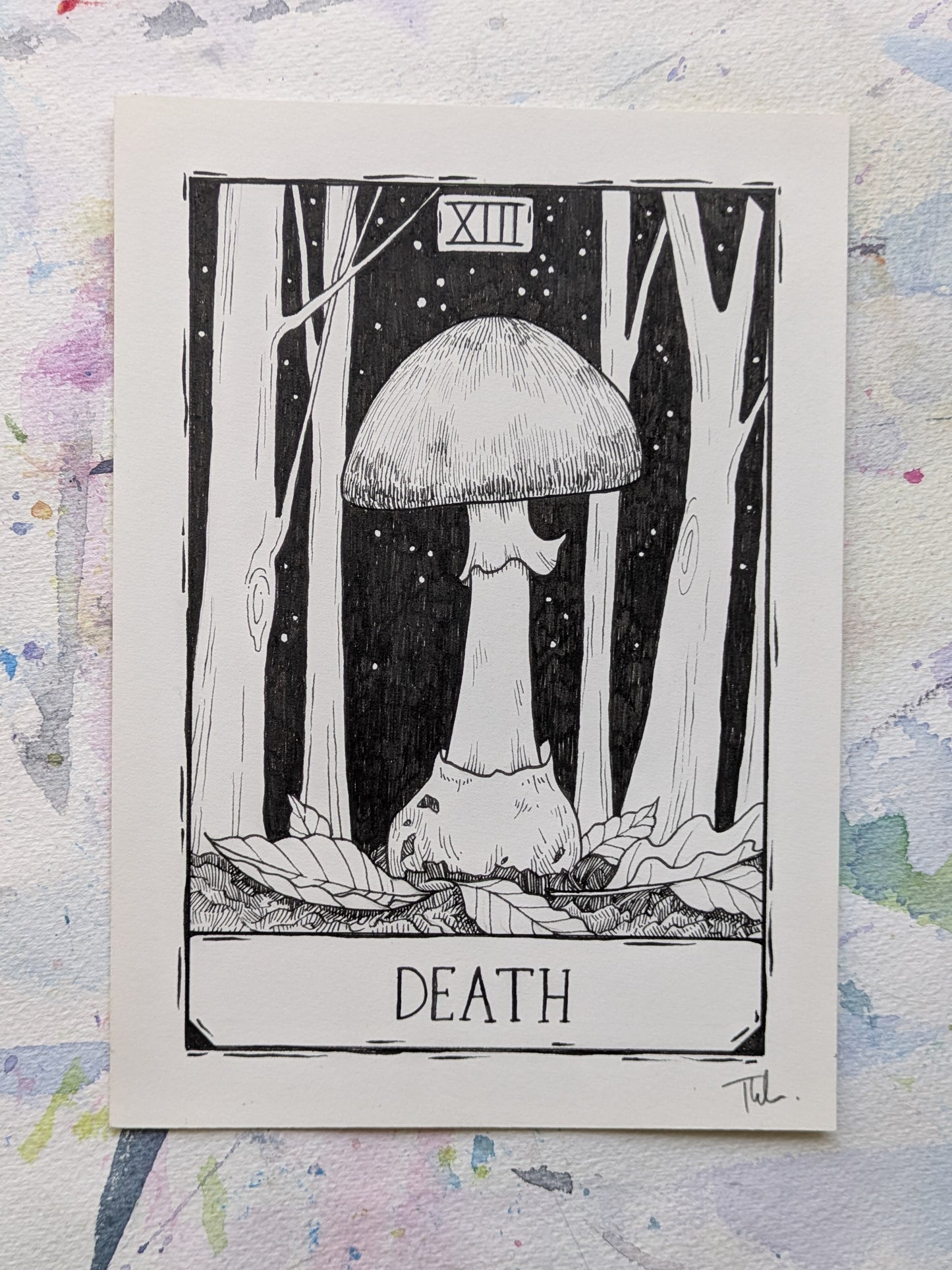 Death Mushroom Tarot | Original Pen Drawing