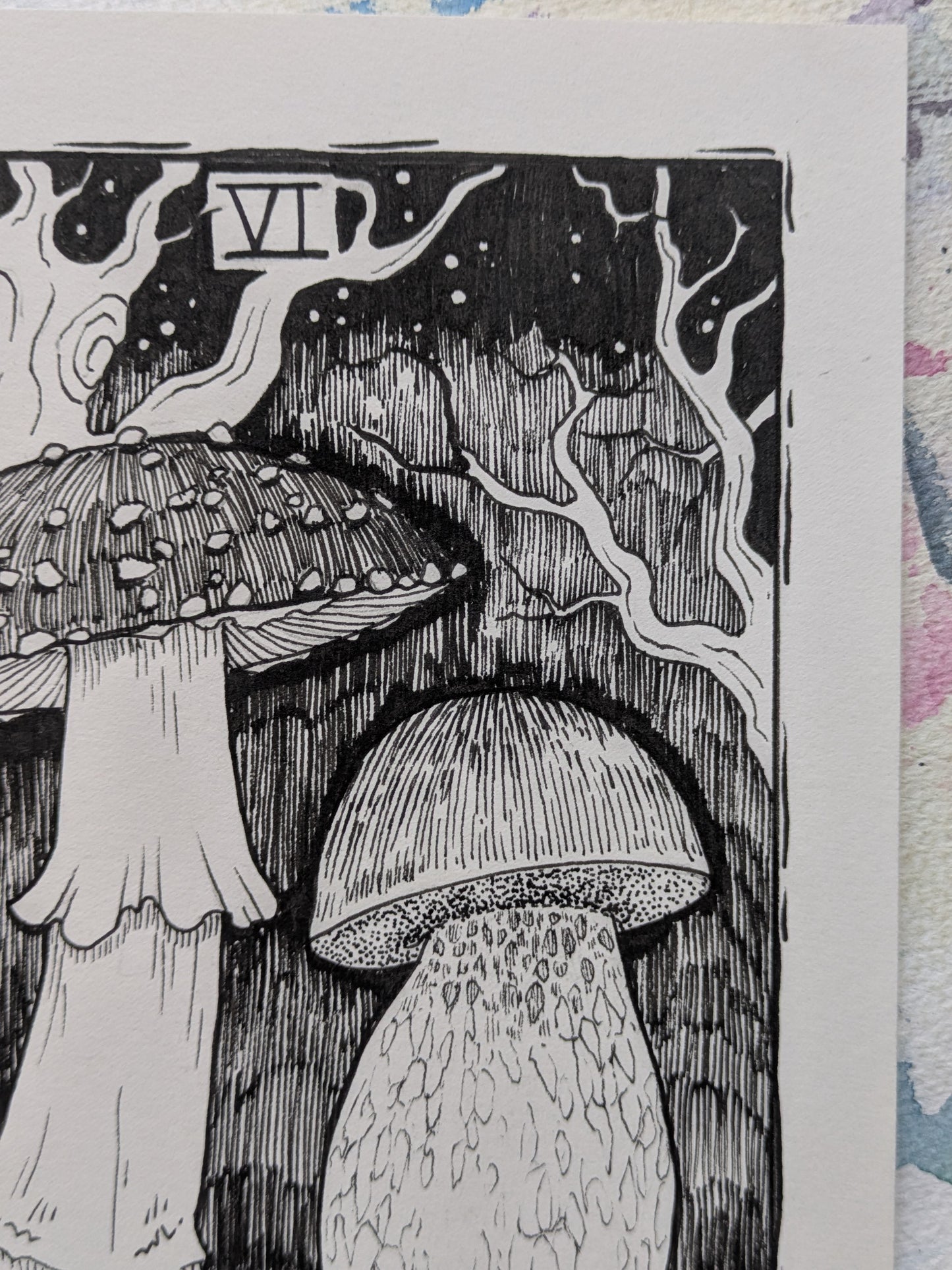The Lovers Mushroom Tarot | Original Pen Drawing