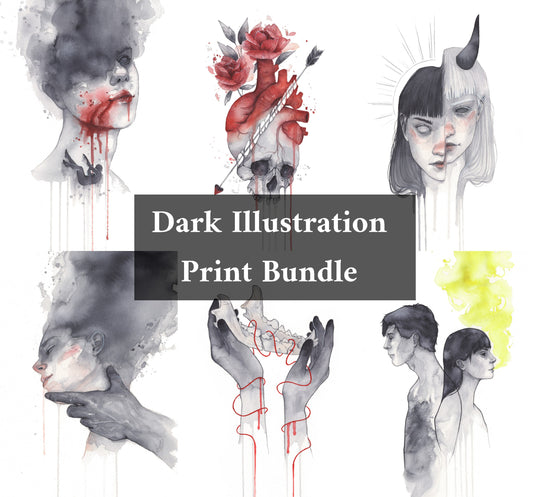 Dark Illustration Print Bundle | A5 or A4 Art Prints