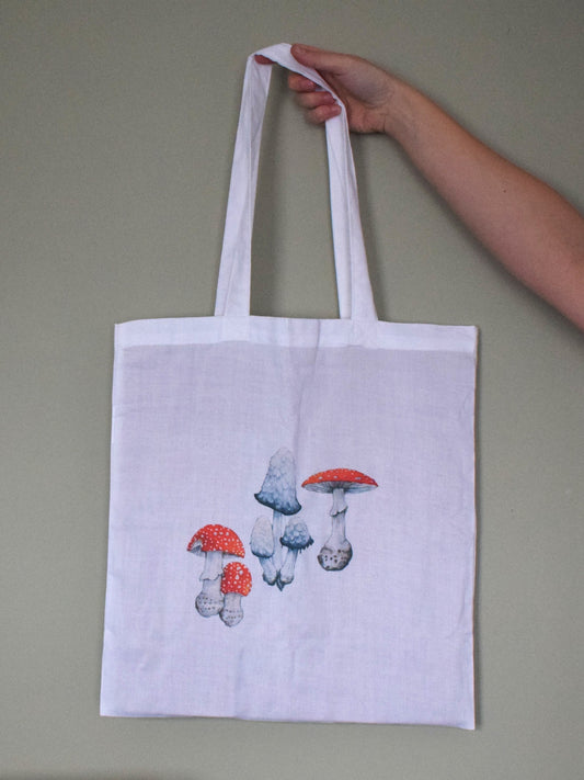 Watercolour Mushroom Trio tote bag